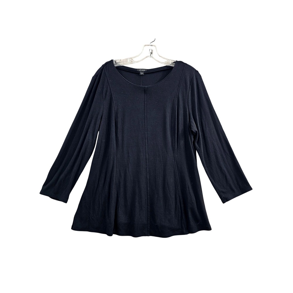 J. Jill Wearever Top Women's M Black Solid Long Sleeve Rayon Spandex Seamed Knit